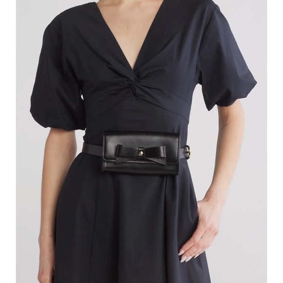 Kate Spade ♠️ Black Leather Belt Bag with Bow Accent NWT - Picture 2 of 10